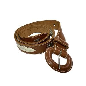 Liz Claiborne Accessories 100% Genuine Leather Embroidered Western Style Belt L